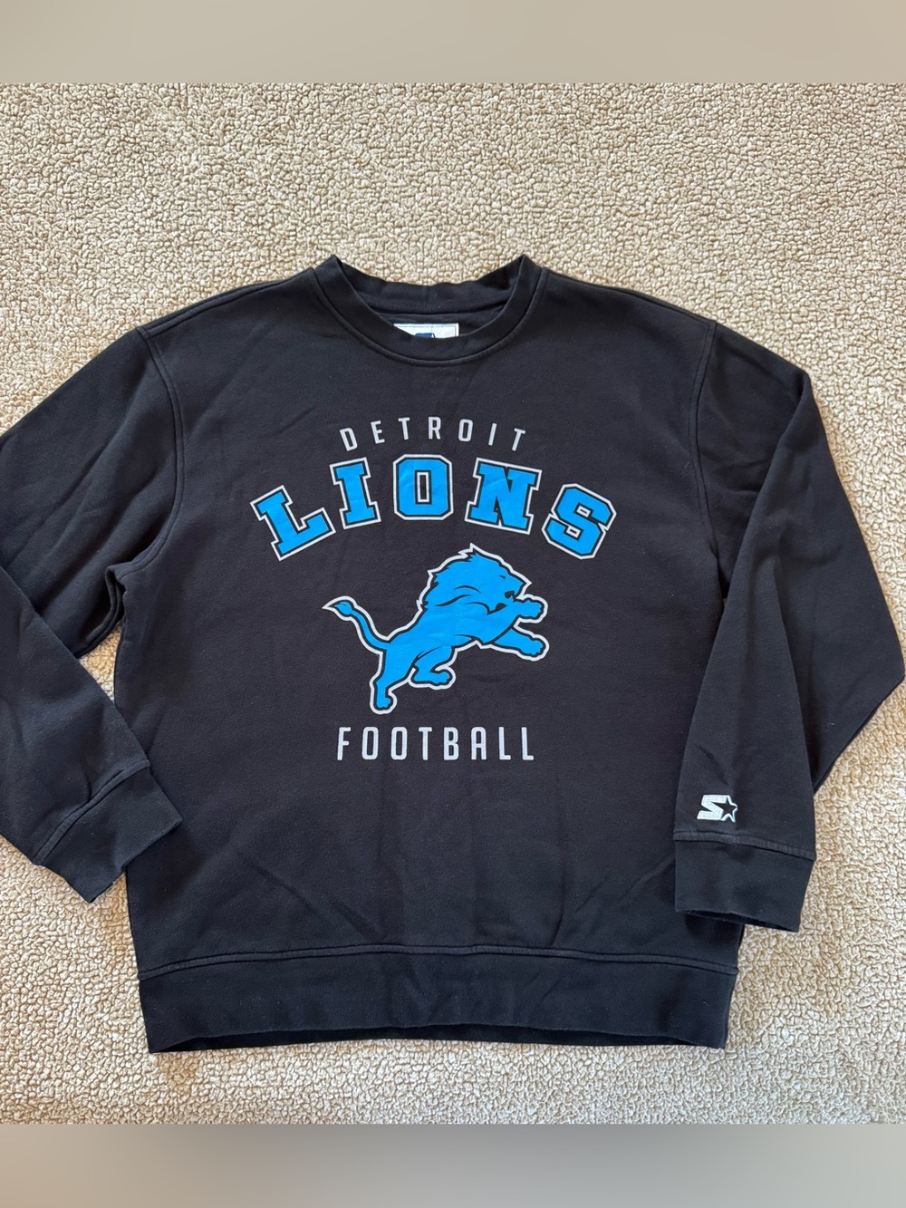 Starter Detroit Lions Football Crewneck Sweatshirt Black M